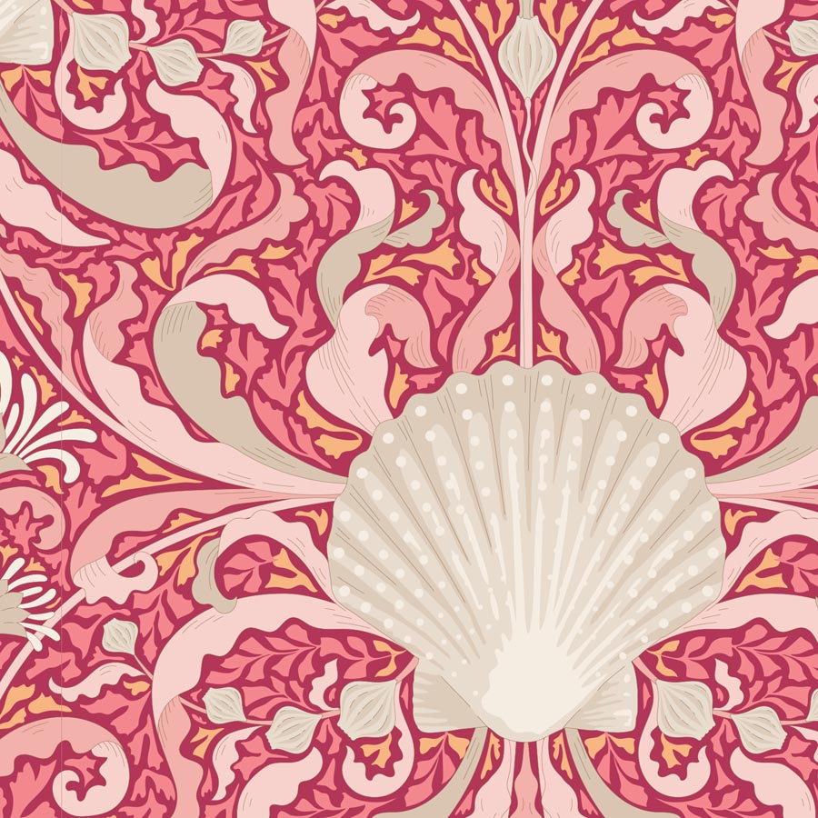 TILDA Stoff COTTON BEACH, Scallop Shell Coral