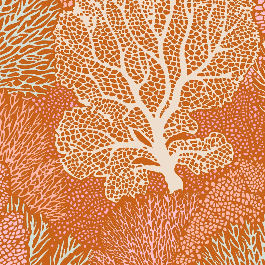 TILDA Stoff COTTON BEACH, Coral Reef Ginger