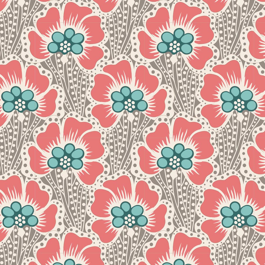 TILDA Stoff COTTON BEACH, Ocean Flower Grey