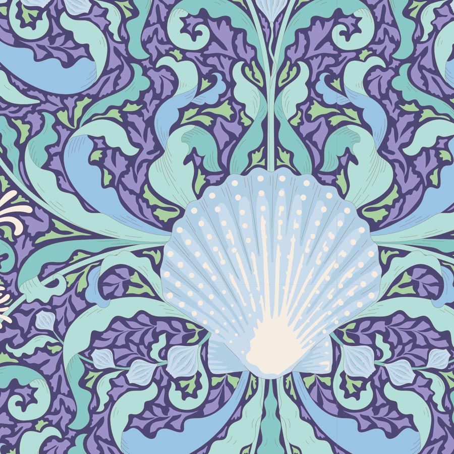TILDA Stoff COTTON BEACH, Scallop Shell Blue