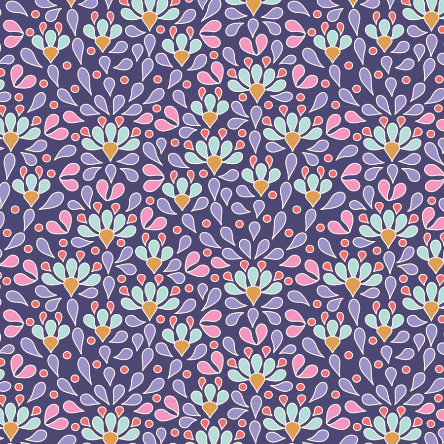 TILDA Stoff COTTON BEACH, Sea Anemone Blue