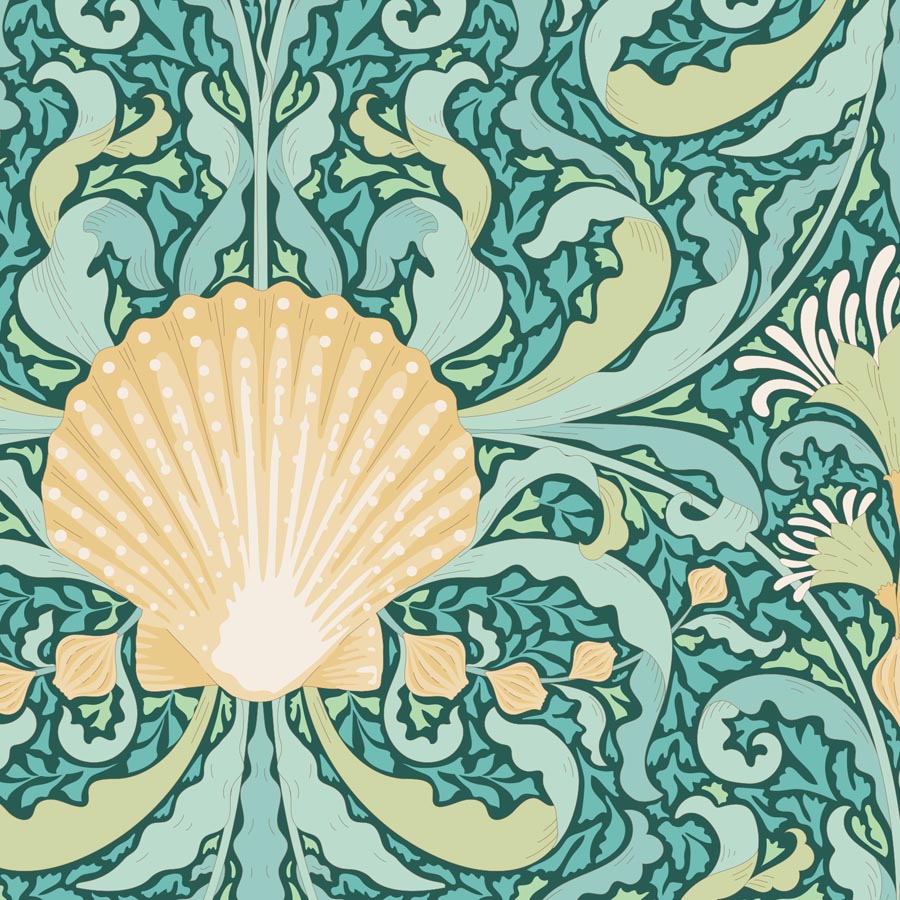 TILDA Stoff COTTON BEACH, Scallop Shell Teal