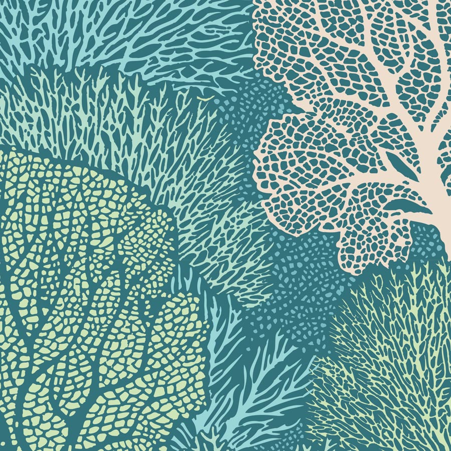 TILDA Stoff COTTON BEACH, Coral Reef Teal