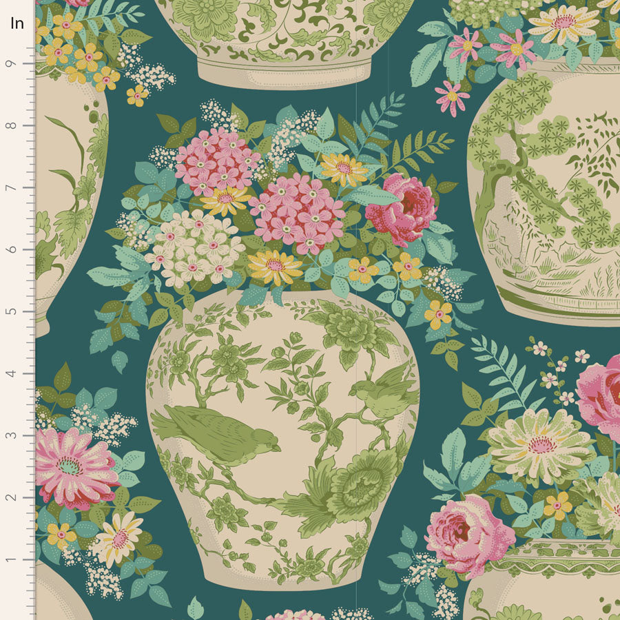 TILDA Stoffe, Stoffpaket CHIC ESCAPE, Fat Quarter Bundle Green Teal
