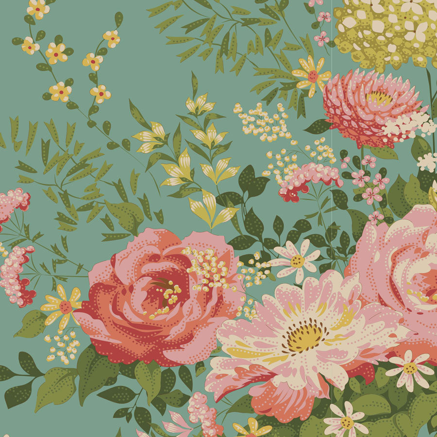 TILDA Stoff CHIC ESCAPE, Wildgarden Teal