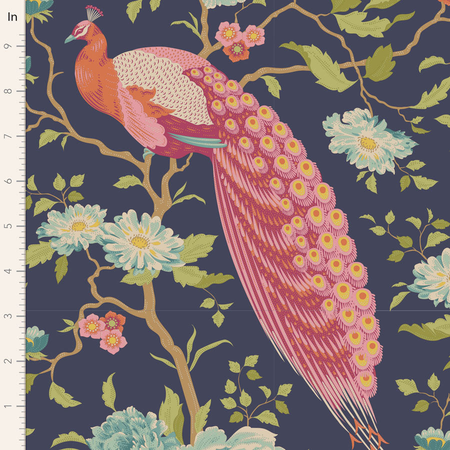 TILDA Stoff CHIC ESCAPE, Peacock Tree Navy Blue