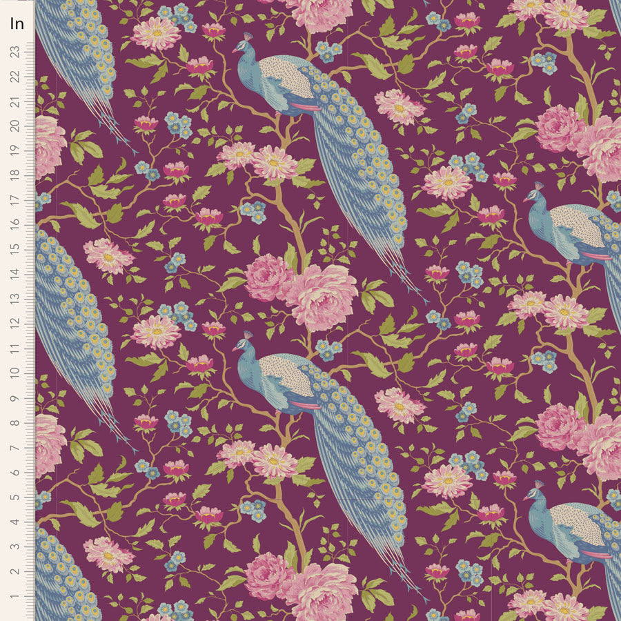 TILDA Stoff CHIC ESCAPE, Peacock Tree Grape