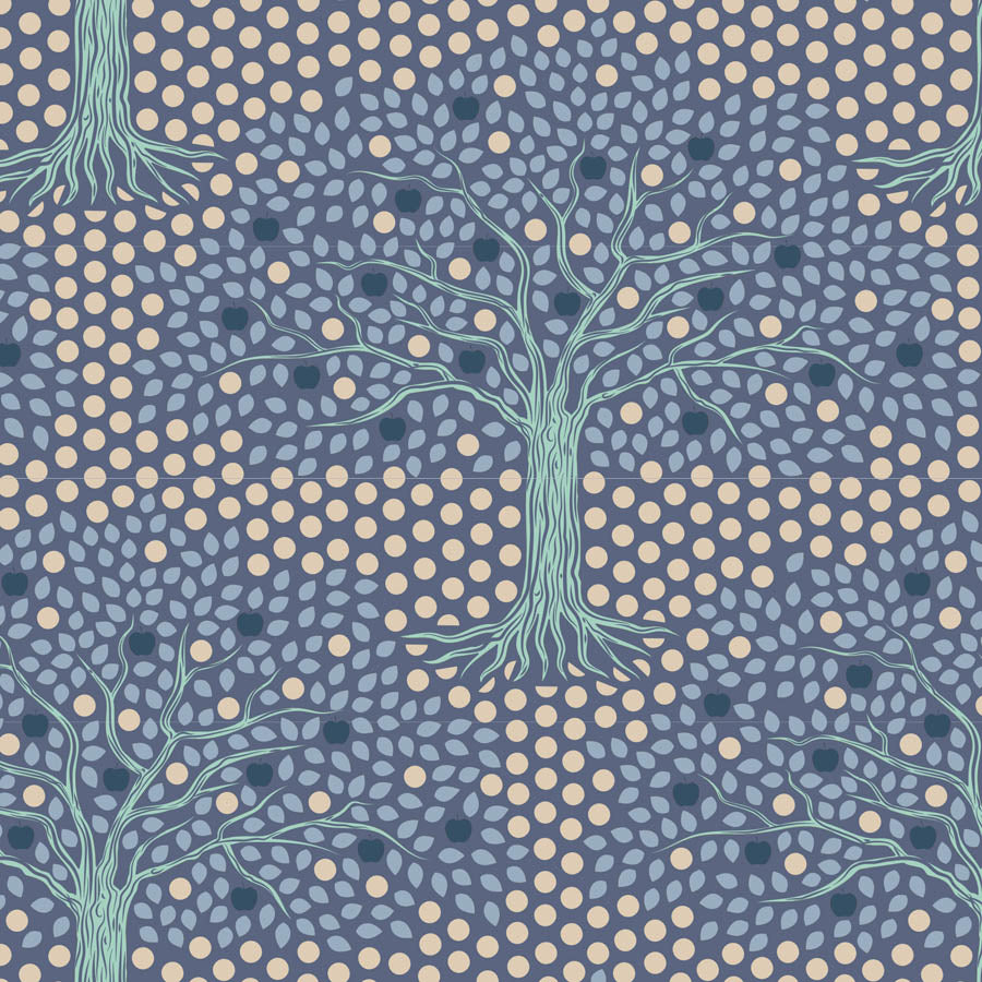 TILDA Stoff HOMETOWN, Applegarden Blue