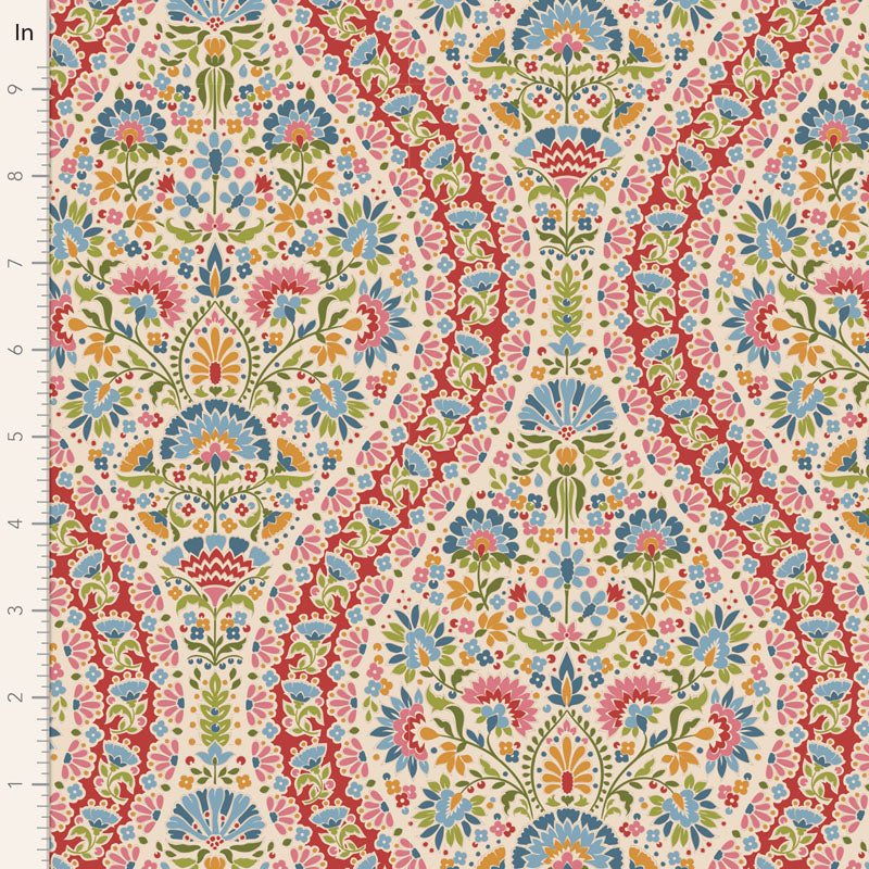 TILDA Stoff PIE IN THE SKY, Whimsybird Red