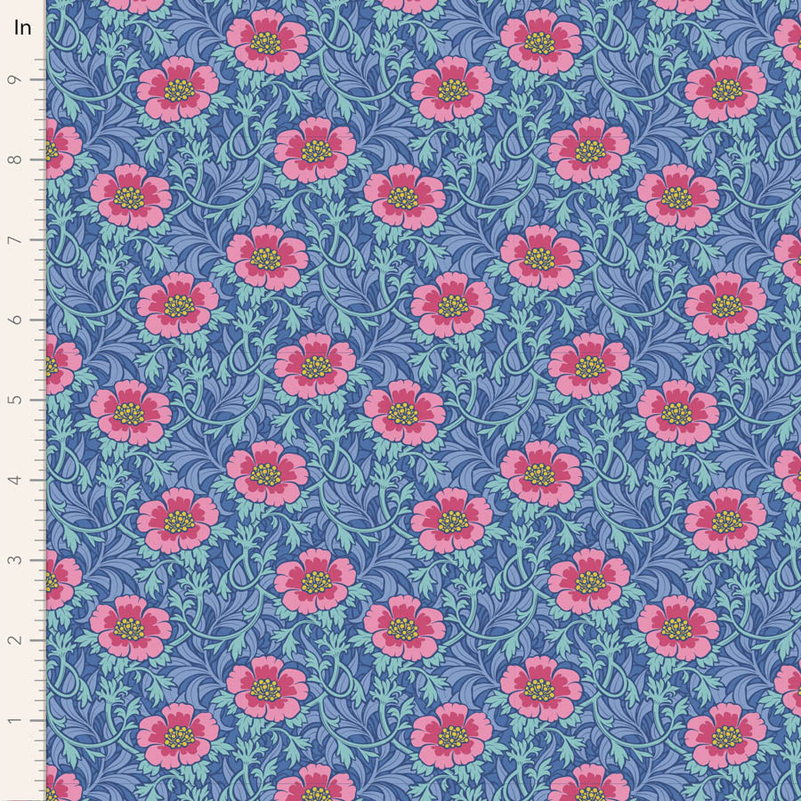 TILDA Stoff HIBERNATION, Winterrose Blue