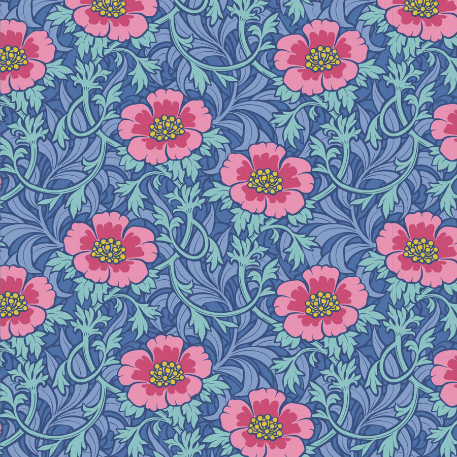 TILDA Stoff HIBERNATION, Winterrose Blue