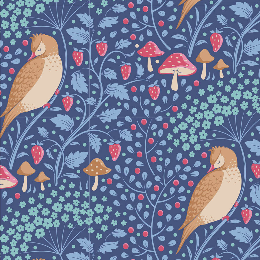 TILDA Stoff HIBERNATION, Sleepybird Denim