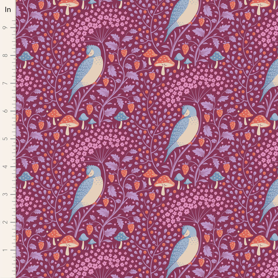 TILDA Stoff HIBERNATION, Sleepybird Mulberry