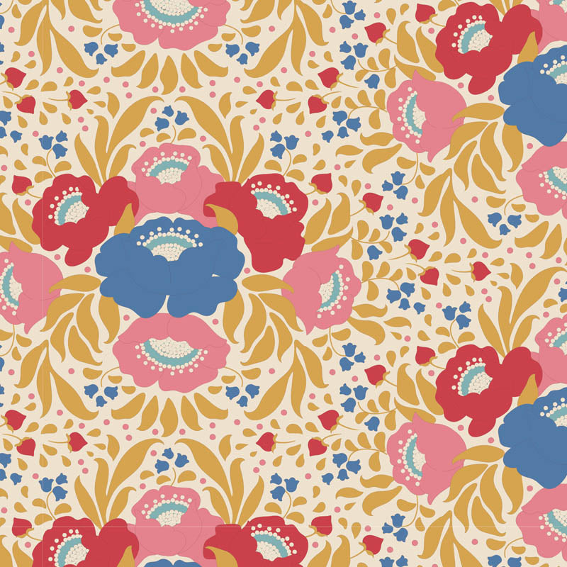 TILDA Stoffe, Stoffpaket JUBILEE, Fat Quarter Bundle Mustard Pink