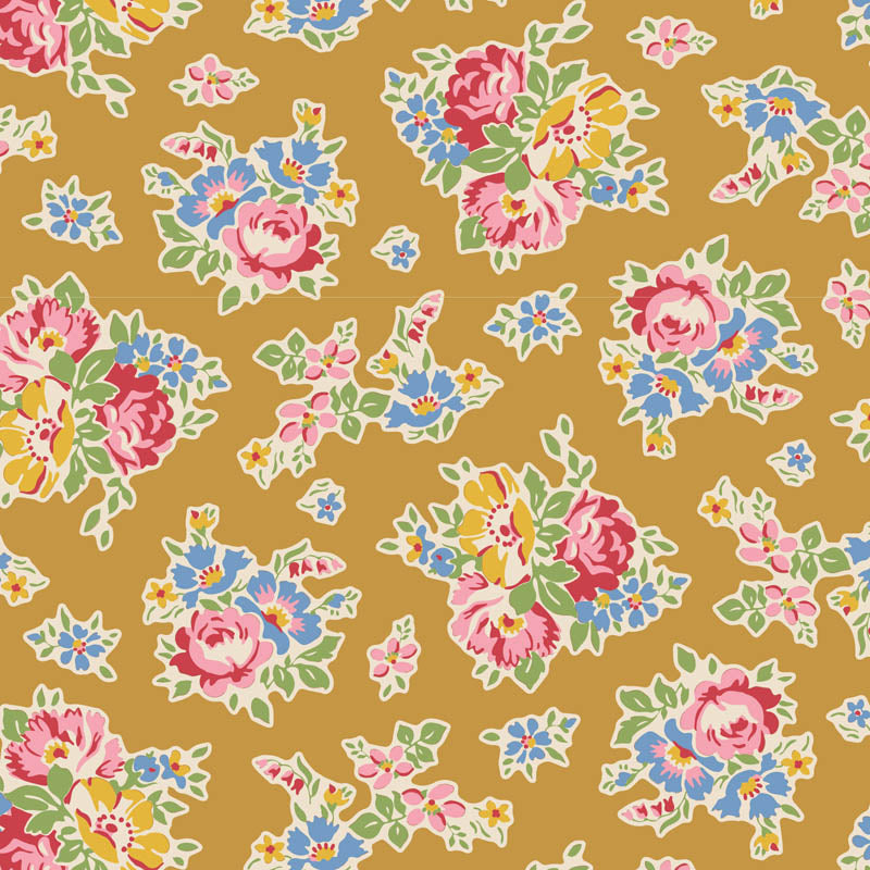 TILDA Stoffe, Stoffpaket JUBILEE, Fat Quarter Bundle Mustard Pink