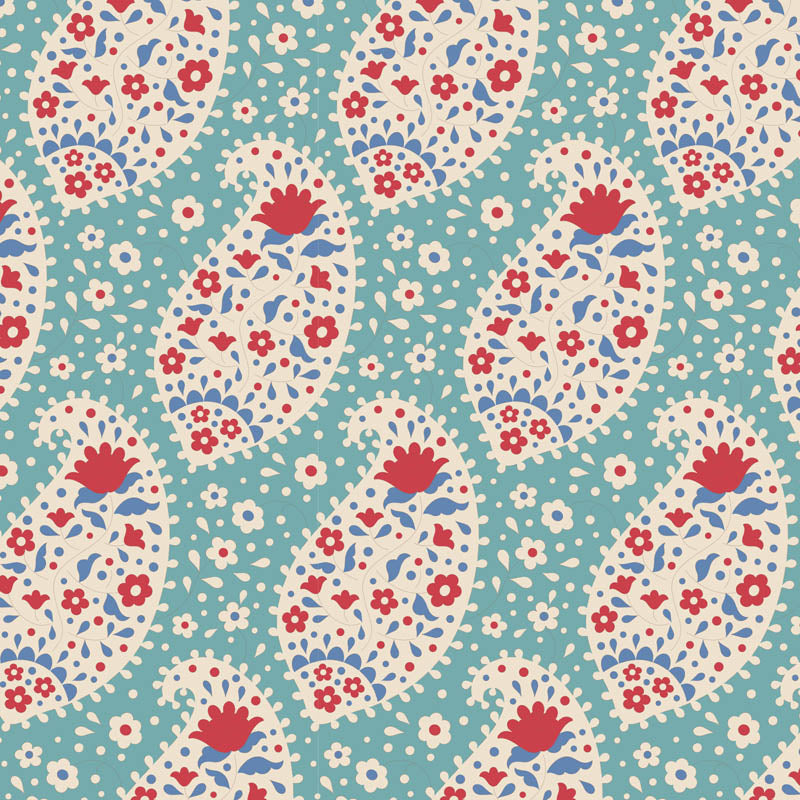 TILDA Stoffe, Stoffpaket JUBILEE, Fat Quarter Bundle Teal White
