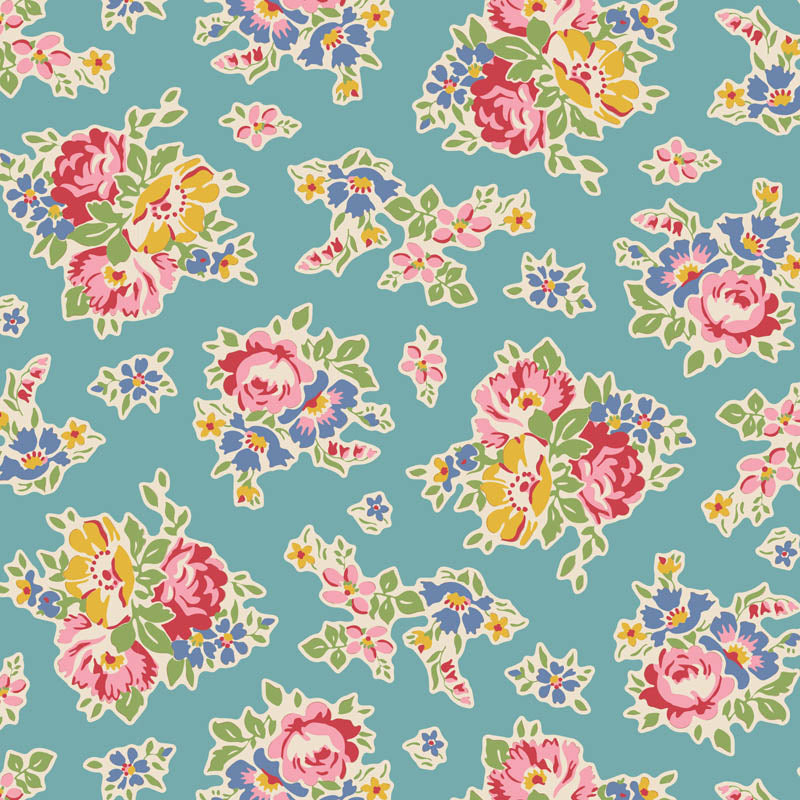 TILDA Stoffe, Stoffpaket JUBILEE, Fat Quarter Bundle Teal White