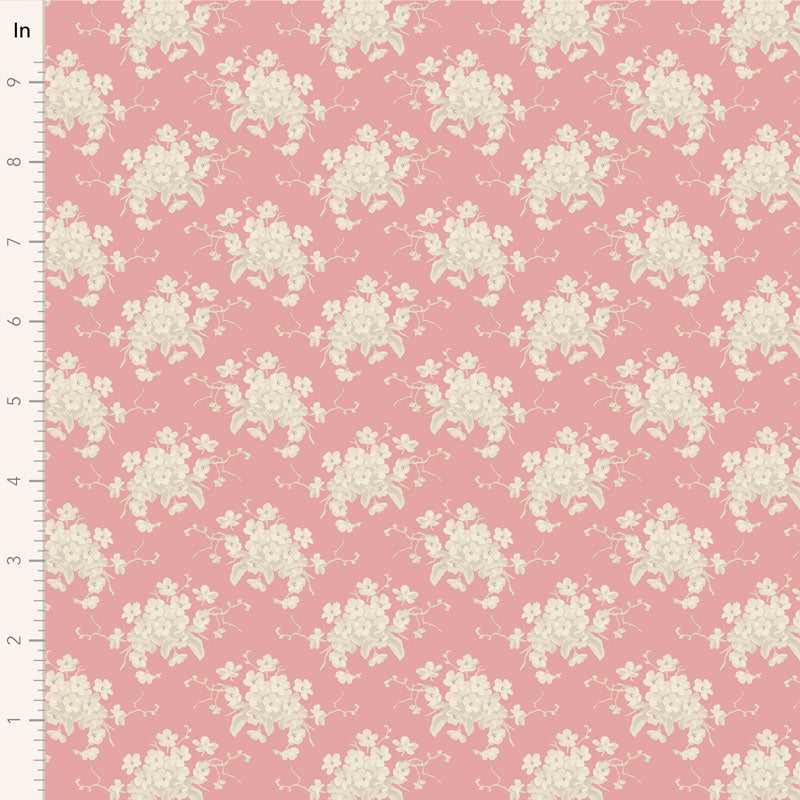 TILDA Stoff SUNDAY BRUNCH, White Flower Pink