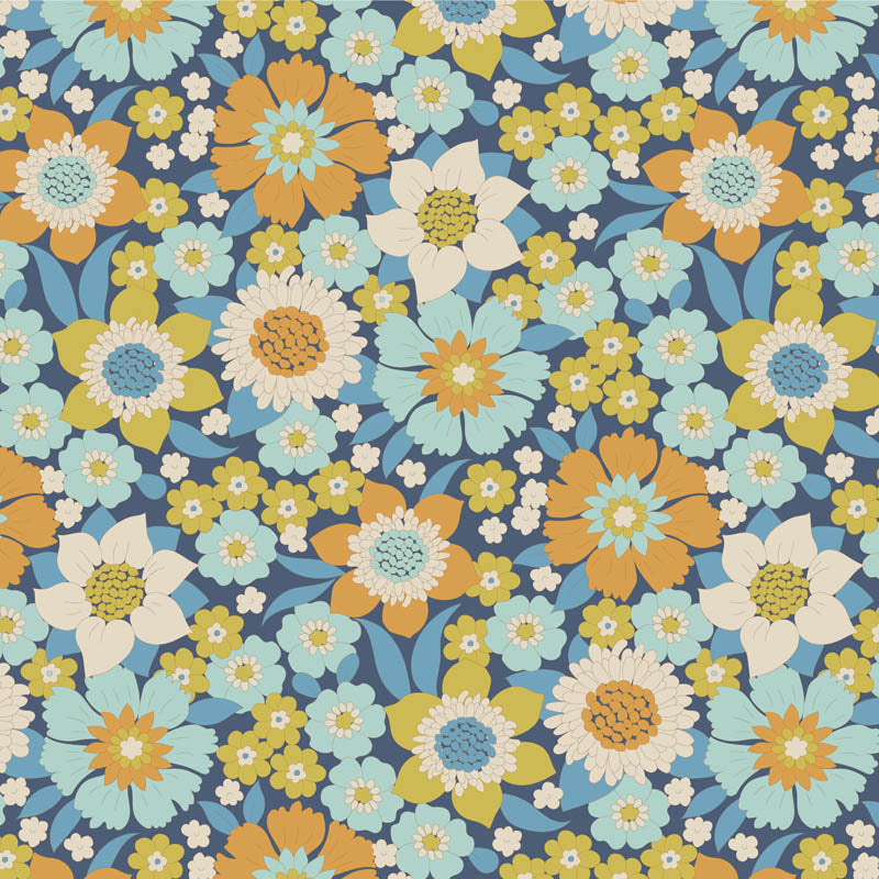 TILDA Stoff WALLFLOWER, Lauren Blue
