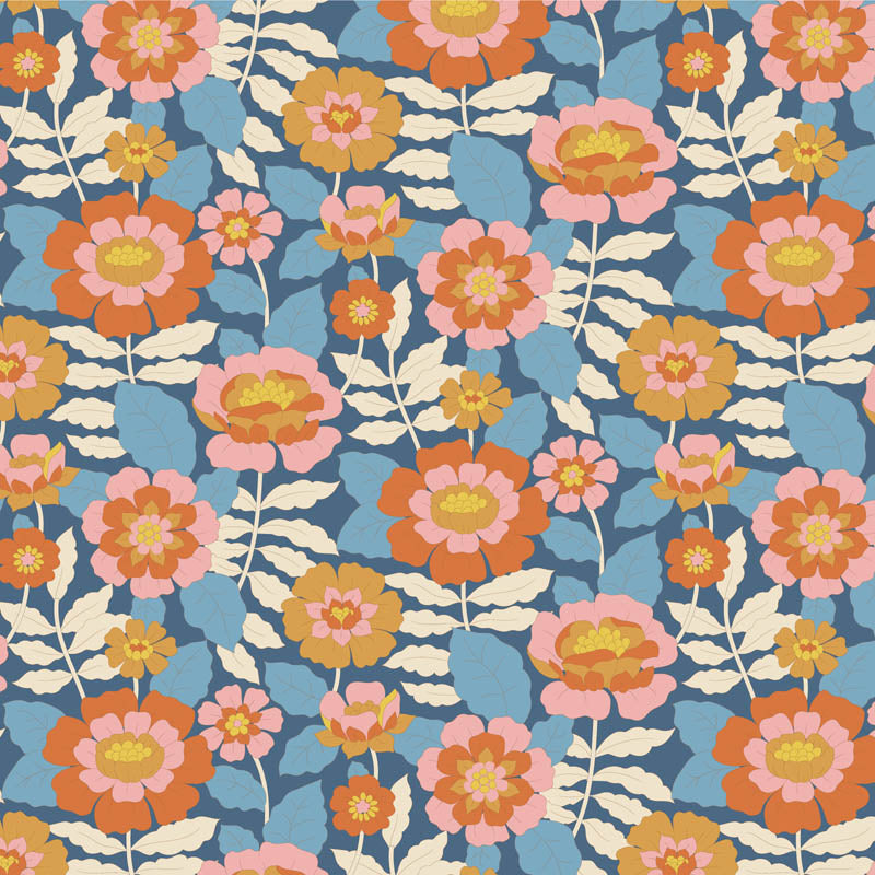 TILDA Stoff WALLFLOWER, Beverly Blue