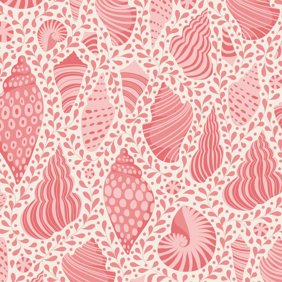 TILDA Stoff COTTON BEACH, Beach Shells Coral