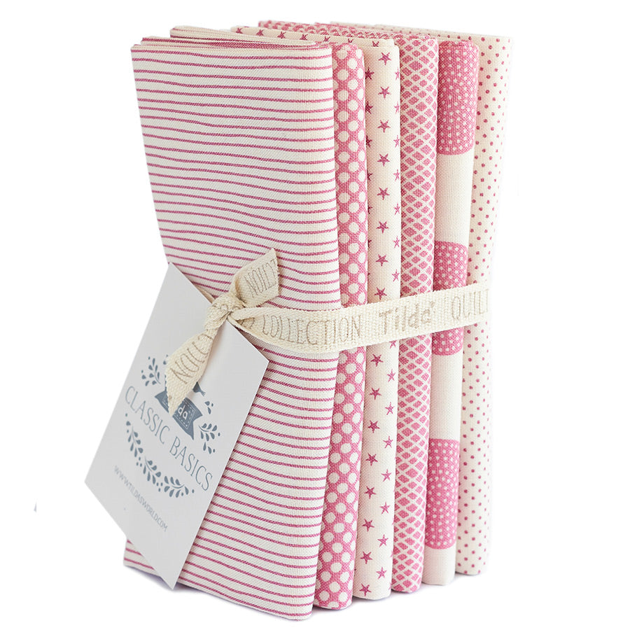 TILDA Stoffe, Stoffpaket CLASSIC BASICS, Fat Quarter Bundle Pink