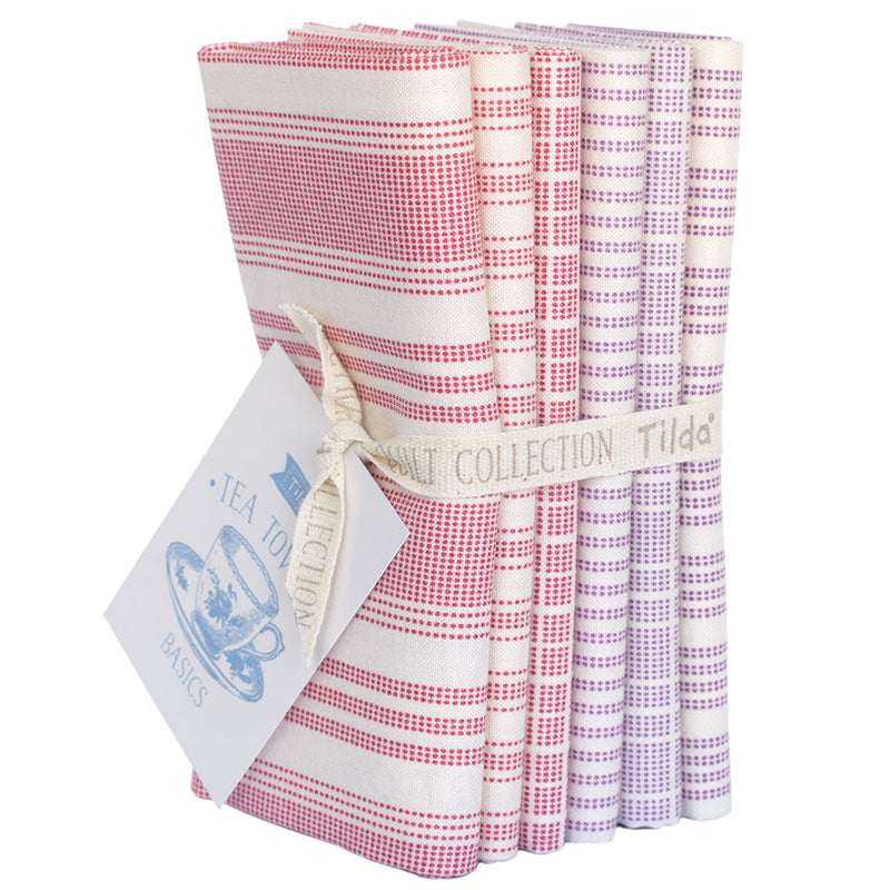 TILDA Stoffe, Stoffpaket TEA TOWEL, Fat Quarter Bundle Red Plum