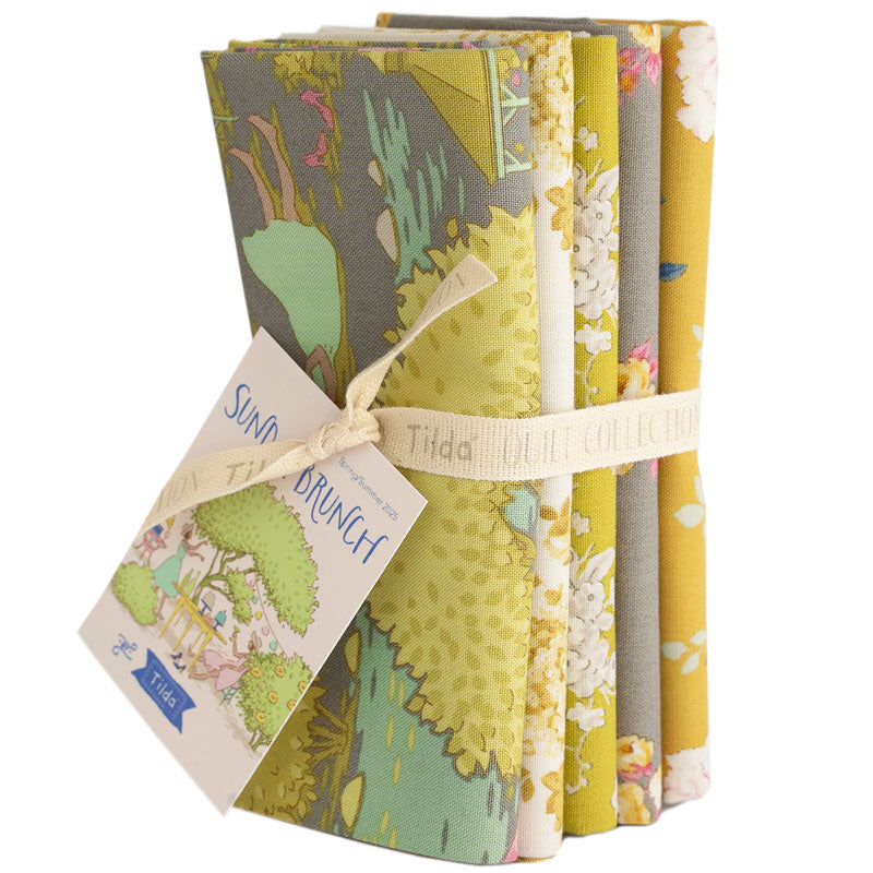 TILDA Stoffe, Stoffpaket SUNDAY BRUNCH, Fat Quarter Bundle Grey Yellow