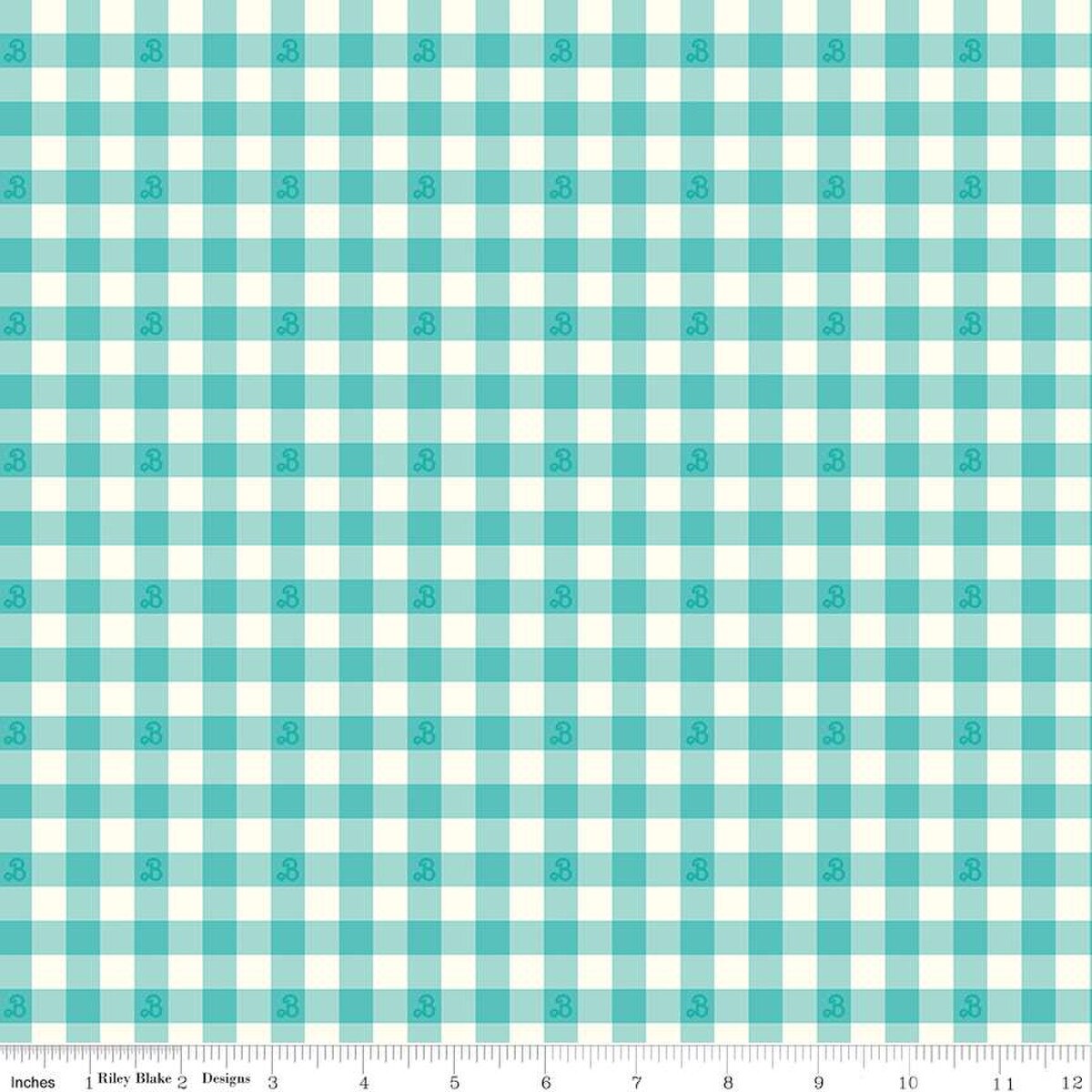 Barbie™ World Stoff Barbie Gingham Teal