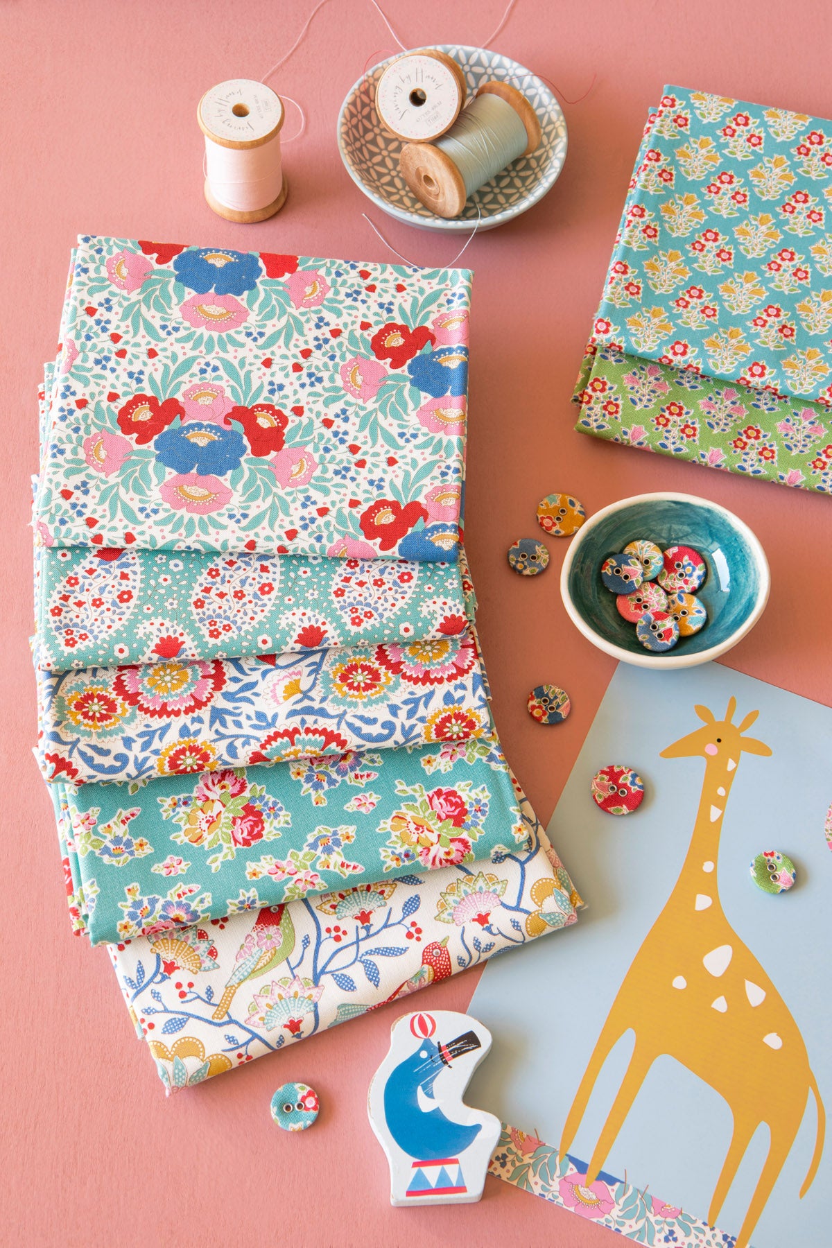 TILDA Stoffe, Stoffpaket JUBILEE, Fat Quarter Bundle Teal White