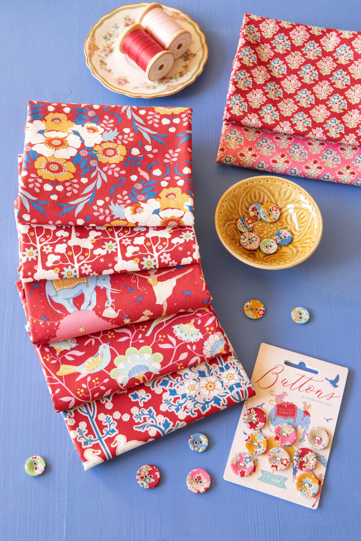 TILDA Stoffe, Stoffpaket JUBILEE, Fat Quarter Bundle Red