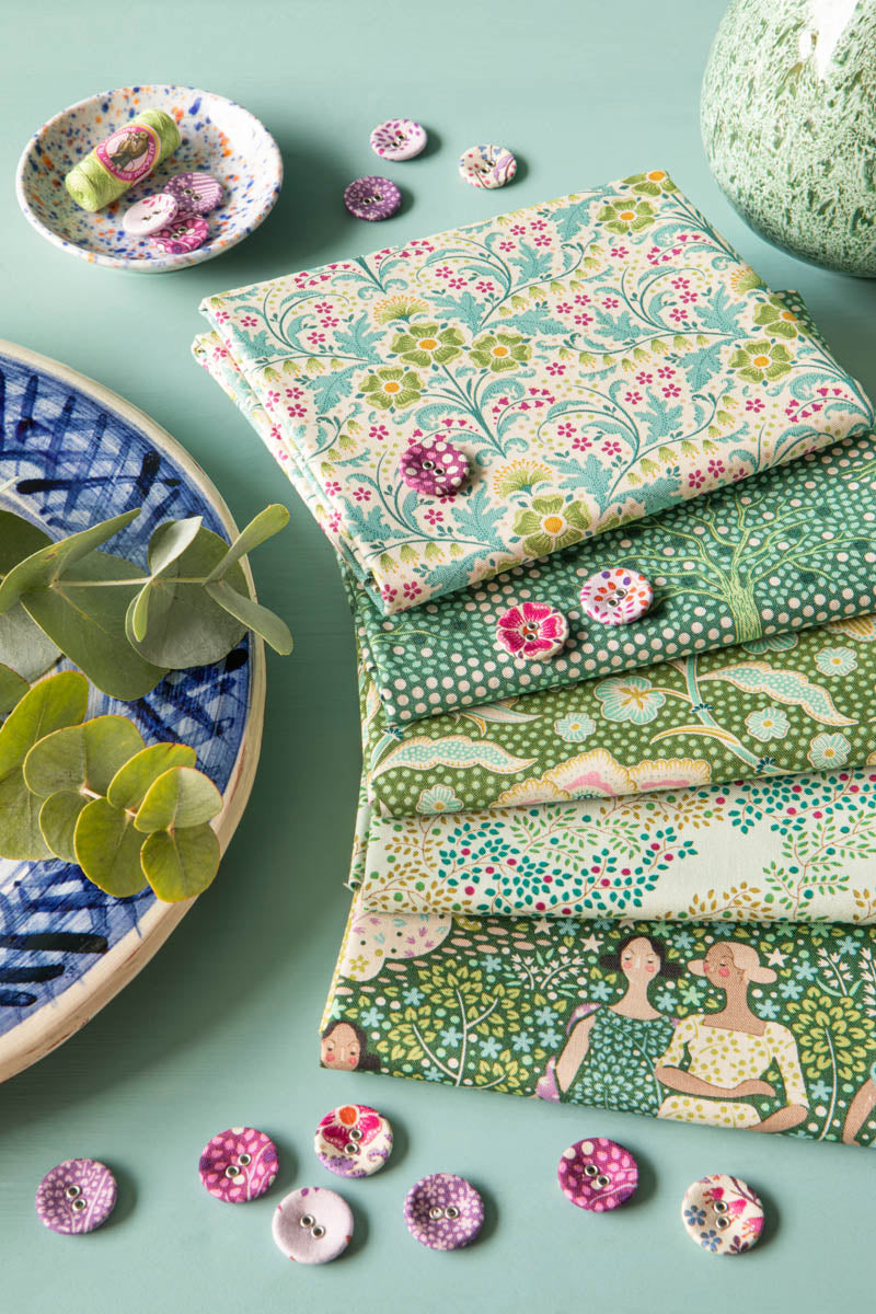 TILDA Stoffe, Stoffpaket HOMETOWN, Fat Quarter Bundle Green Sage