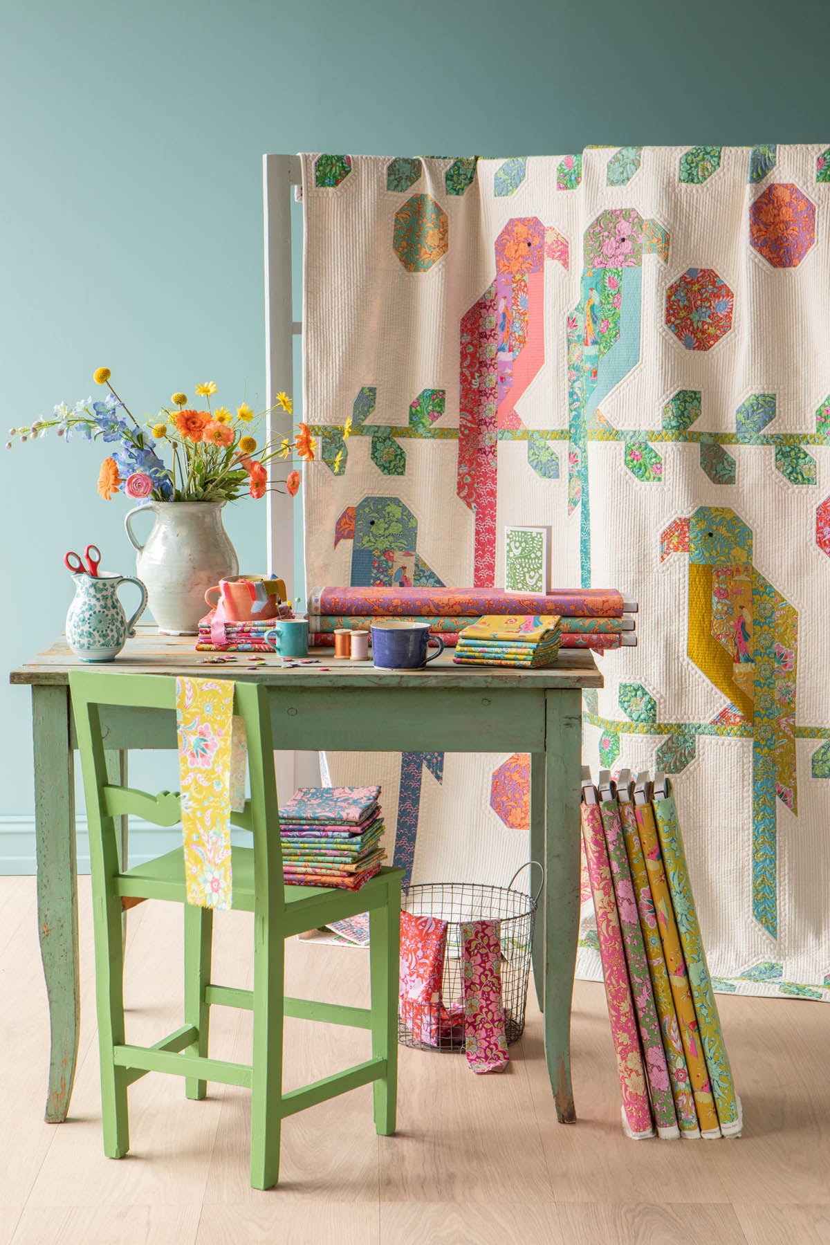 TILDA Stoffe, Stoffpaket BLOOMSVILLE, Fat Quarter Bundle Pine Turquoise