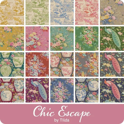 TILDA Stoffe, Stoffpaket CHIC ESCAPE, Fat Quarter Bundle Grape Pink Rust