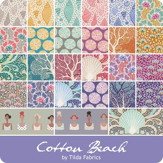 TILDA Stoff COTTON BEACH, Beach Shells Coral