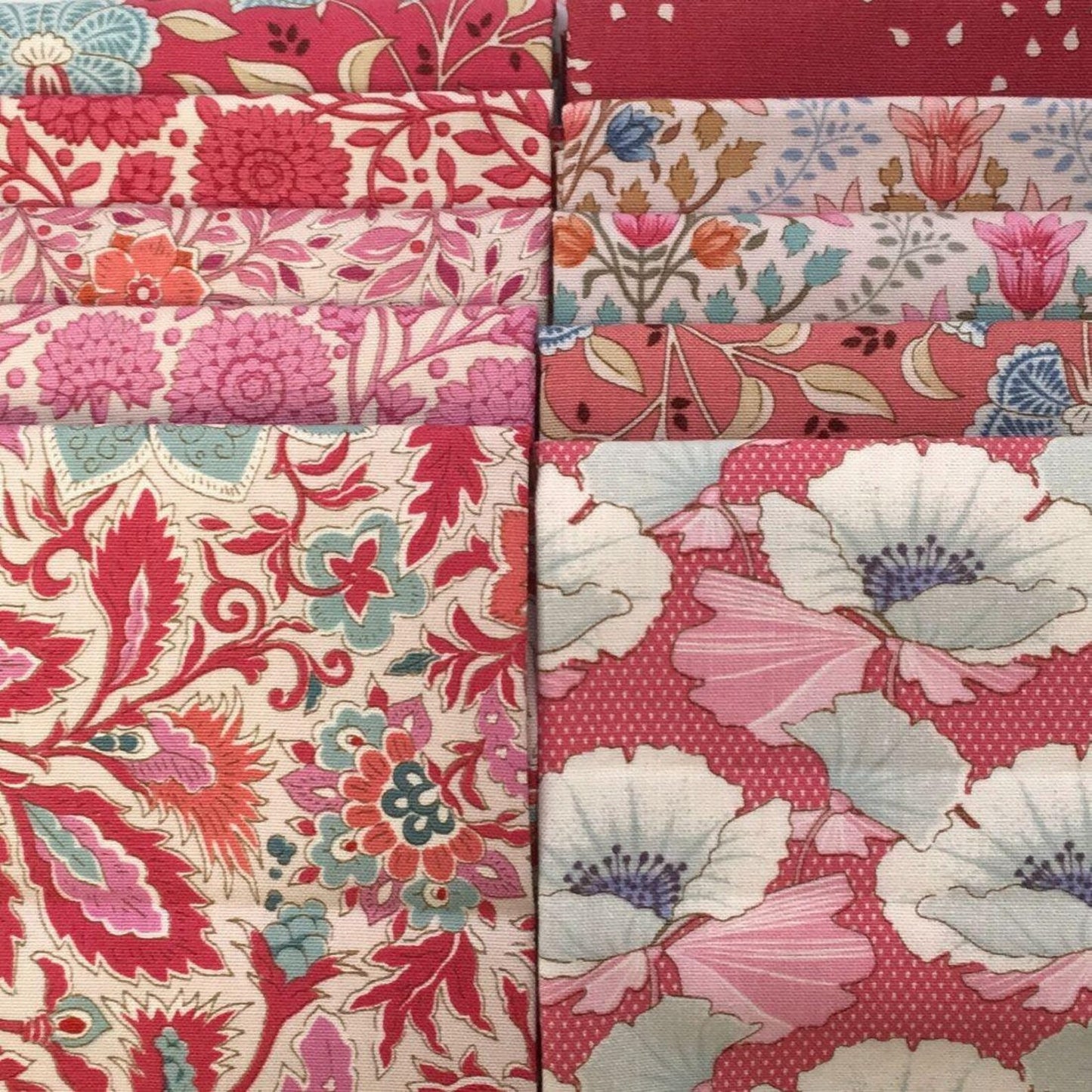 TILDA Stoffe, Stoffpaket Fat Quarter SCRAP BUNDLE Red Pink Peach