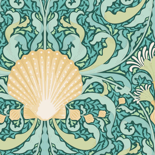 TILDA Stoff COTTON BEACH, Scallop Shell Teal