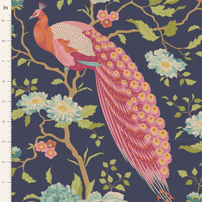 TILDA Stoff CHIC ESCAPE, Peacock Tree Navy Blue