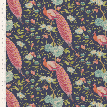 TILDA Stoff CHIC ESCAPE, Peacock Tree Navy Blue