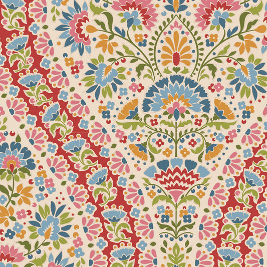 TILDA Stoff PIE IN THE SKY, Whimsybird Red