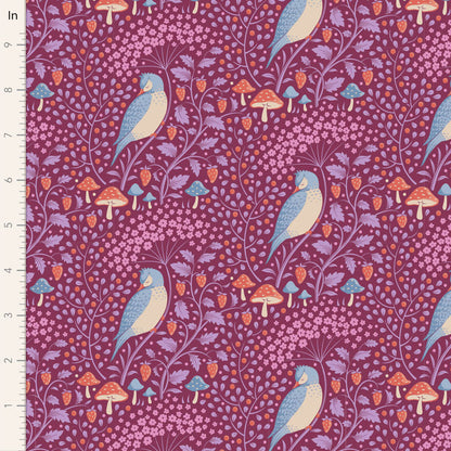 TILDA Stoff HIBERNATION, Sleepybird Mulberry