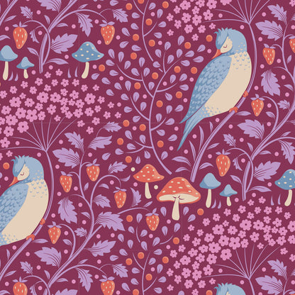 TILDA Stoff HIBERNATION, Sleepybird Mulberry