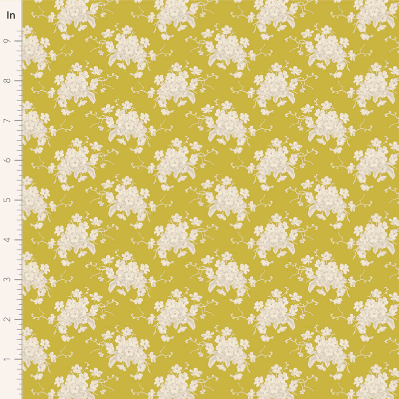 TILDA Stoff SUNDAY BRUNCH, White Flower Sour Yellow