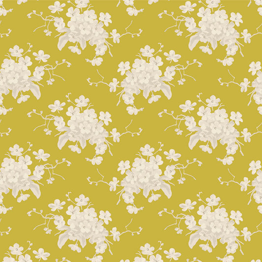 TILDA Stoff SUNDAY BRUNCH, White Flower Sour Yellow