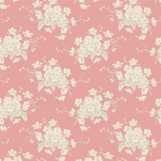 TILDA Stoff SUNDAY BRUNCH, White Flower Pink