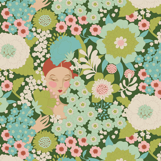 TILDA Stoff WALLFLOWER, Green