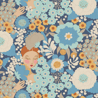 TILDA Stoff WALLFLOWER, Blue
