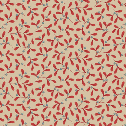 TILDA Stoff MERRY LITTLE CHRISTMAS, Mistletoe Red