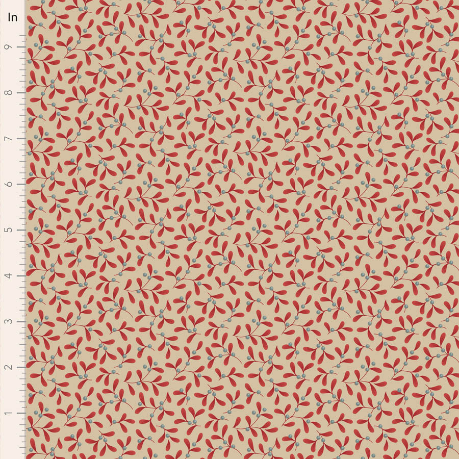 TILDA Stoff MERRY LITTLE CHRISTMAS, Mistletoe Red