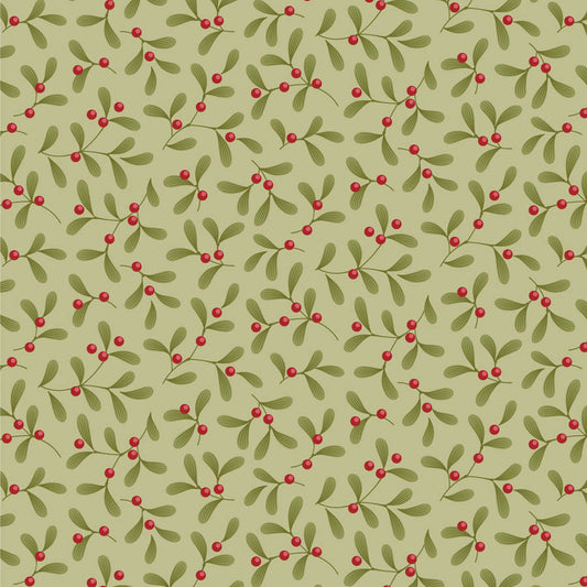 TILDA Stoff MERRY LITTLE CHRISTMAS, Mistletoe Pistachio